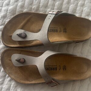 Birkenstock Silver Thong Sandals
